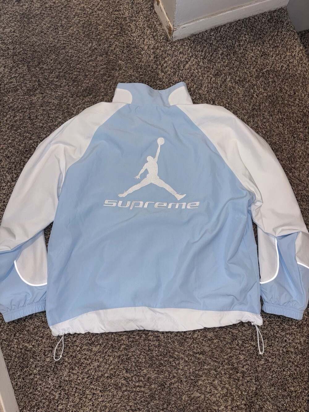 Supreme x Jordan Track Jacket White / Light Blue. NWT. Large